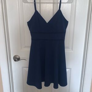 Navy blue spaghetti strap dress with cutouts